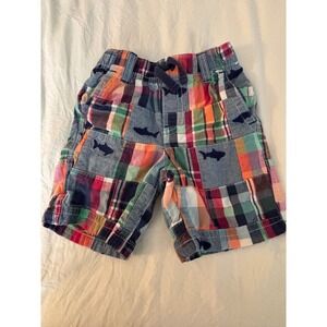 Gymboree Boys Patchwork Plaid Shark Shorts Multicolor Cotton ~ Size 3T